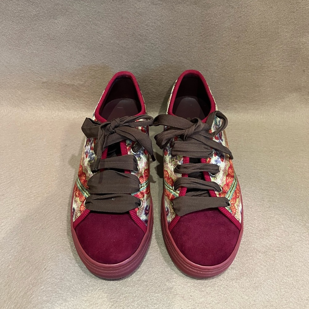 Etro sneakers in printed velvet and grosgrain shoelace.